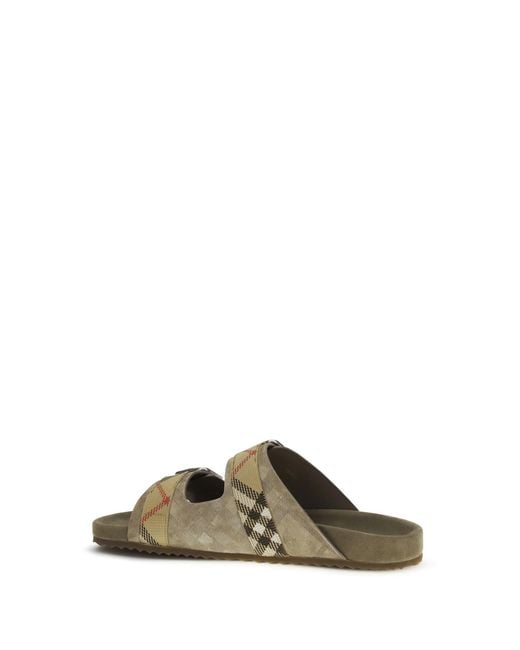 Burberry Metallic Urchin Suede Check Sandals for men