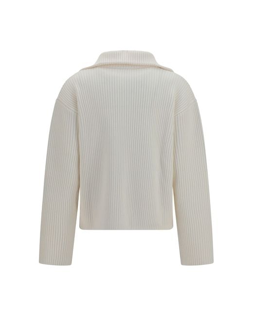 Courreges White Sweater Ribbed Zip