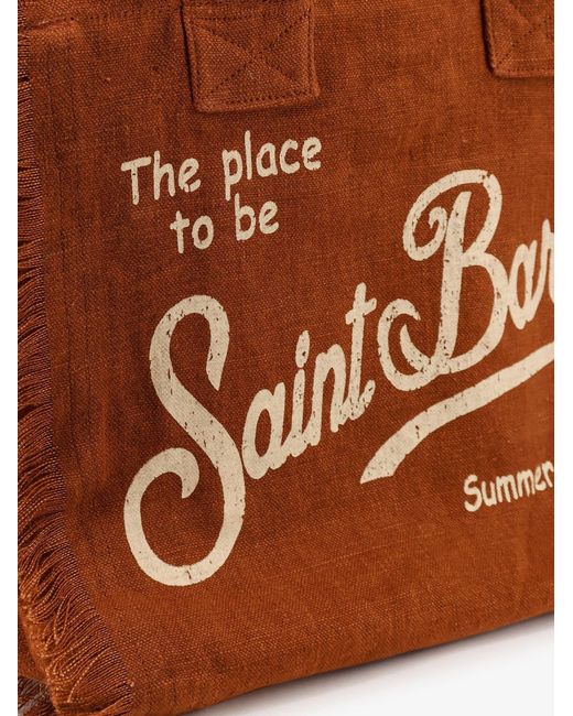 Mc2 Saint Barth Brown Vanity Linen Shoulder Bag