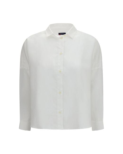 Deperlu White Bianca Cotton And Linen Blend Shirt Bianco