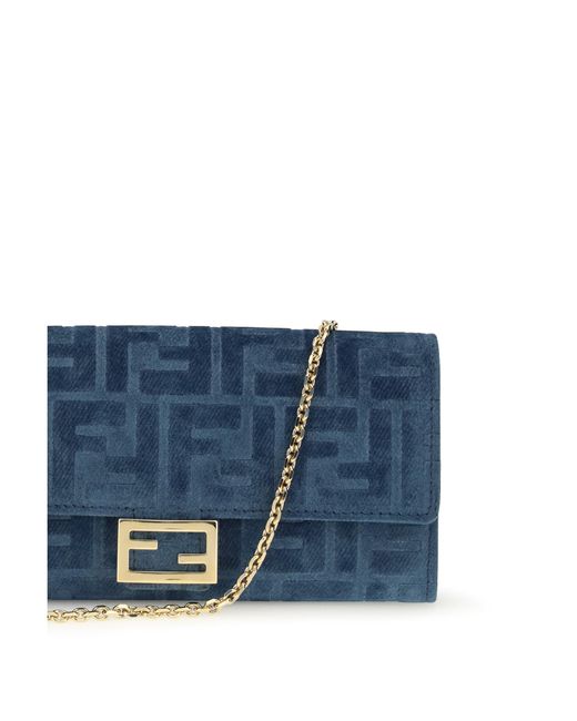 Fendi Blue Ff Denim Clutch Bag