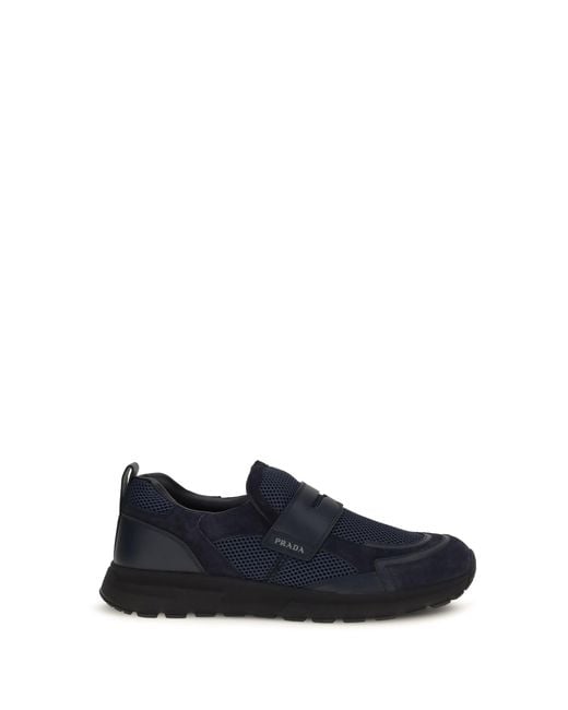 Prada Blue Loafers Sport Mesh for men