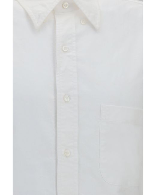 Thom Browne White Short-Sleeve Shirt With Contrast Stripes for men