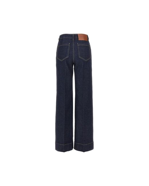 Victoria Beckham Blue 'Alina' Wide Leg Jeans