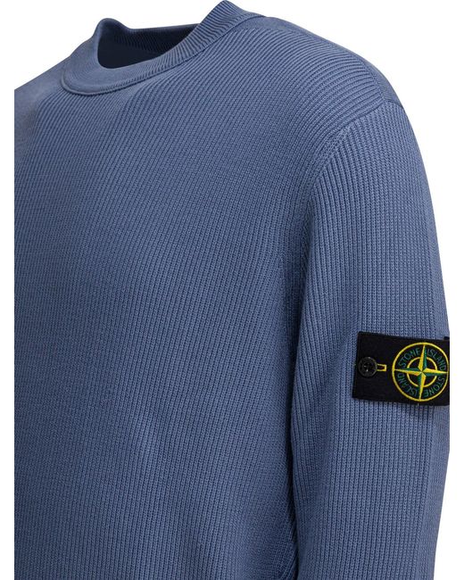 Stone Island Blue Crew-Neck Sweater for men