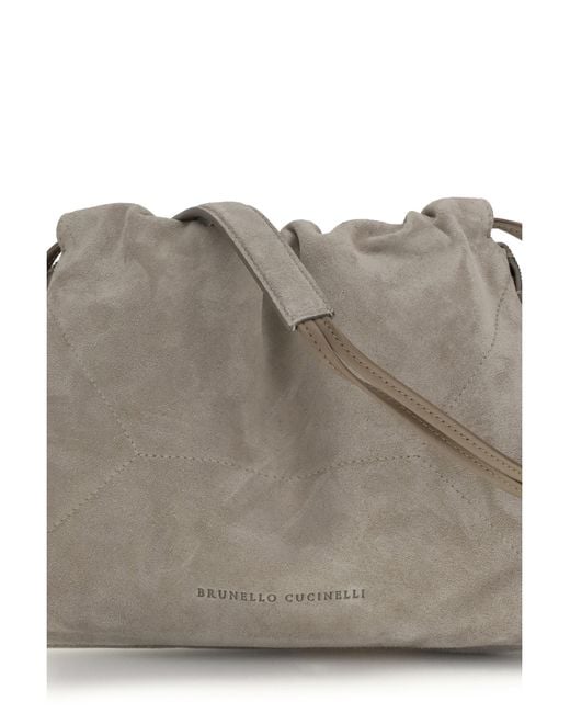 Brunello Cucinelli Gray Suede Pouch Ice