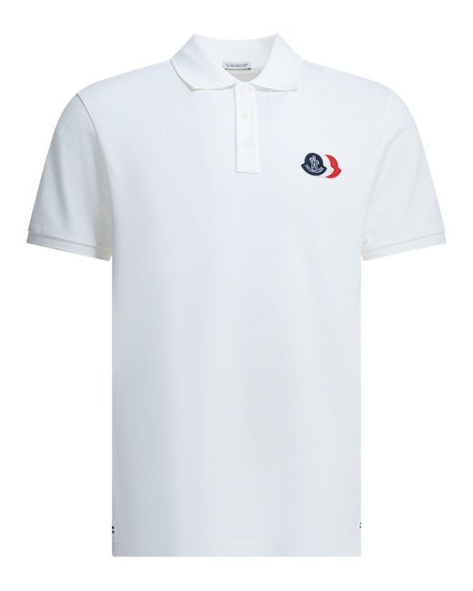 Moncler White Polo Shirt With Buttons And Logo for men