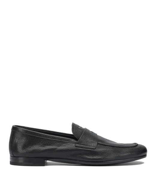 Prada Black Leather Loafers for men