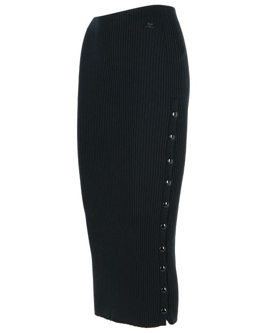 Courreges Black Merino Wool Blend Skirt