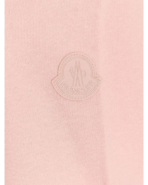 Moncler Pink Cotton Sweatshirt With Logo Patch
