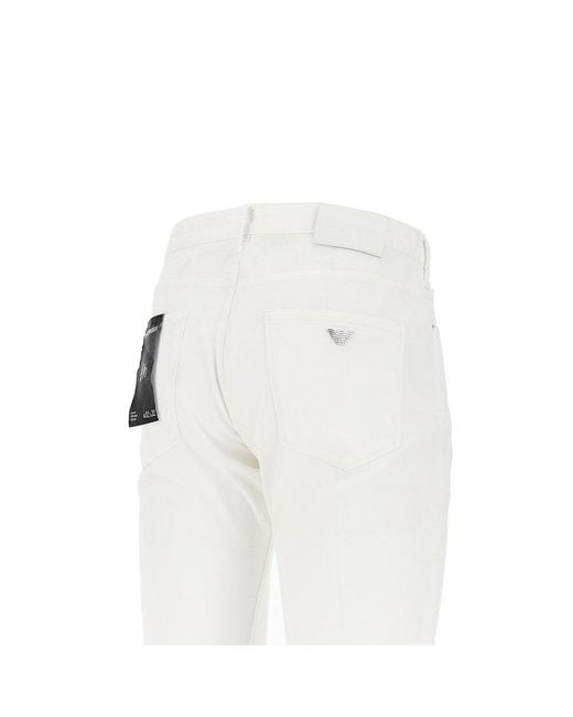 Emporio Armani White Stretch Canvas J06 Pants for men