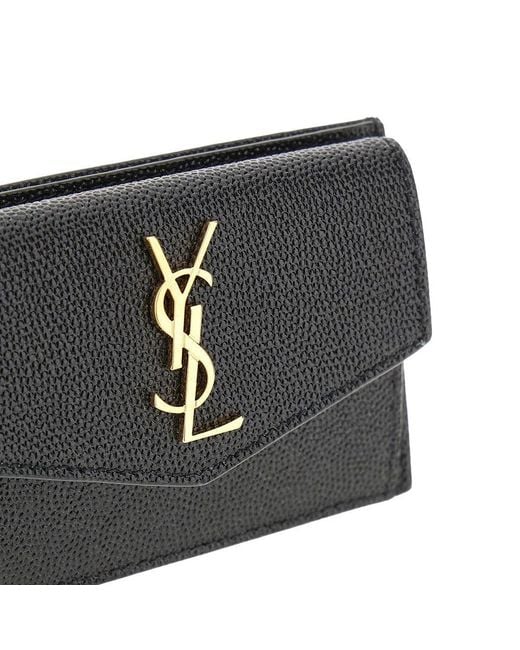 Saint Laurent Black 'Uptown' Grain De Poudre Leather Card Case