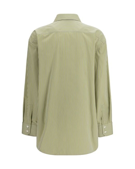 Saint Laurent Green Vertical Striped Button Shirt
