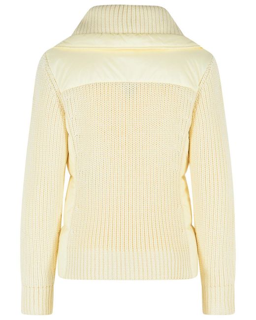 Moncler Natural Padded Wool Cardigan With Ivory Zip