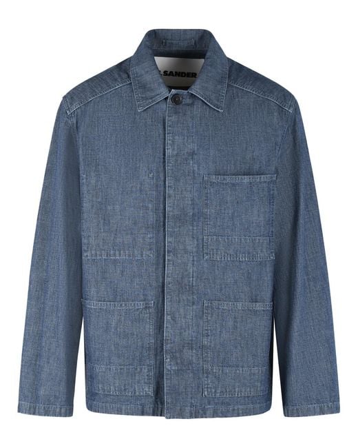 Jil Sander Blue Cotton Jacket for men
