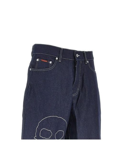 Pleasures Blue 'Sjull' Denim Shorts for men