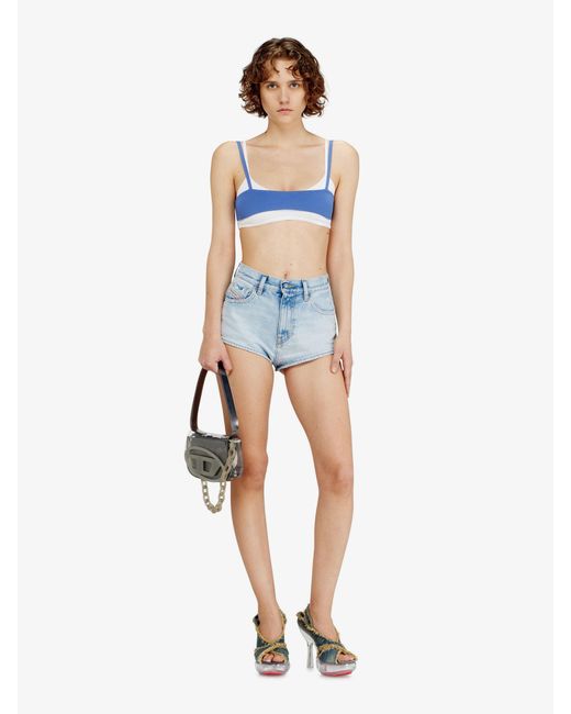 DIESEL Blue Denim Shorts With Destroyed Effect