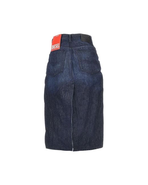 DIESEL Blue Creased Denim Midi Skirt