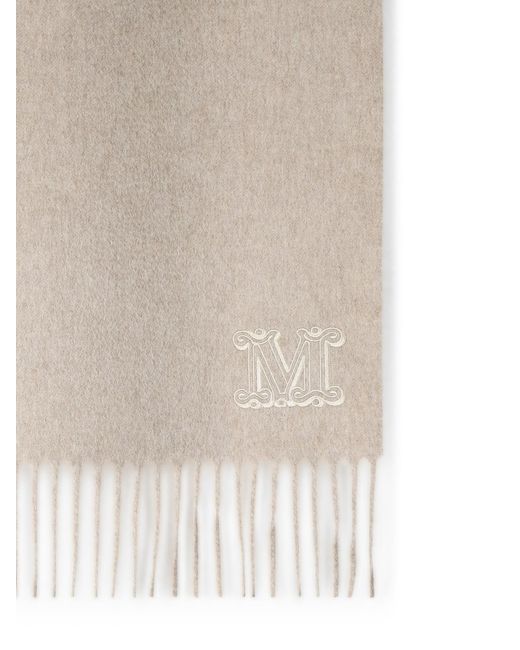 Max Mara White 'Wsdalia' Sand Cashmere Scarf