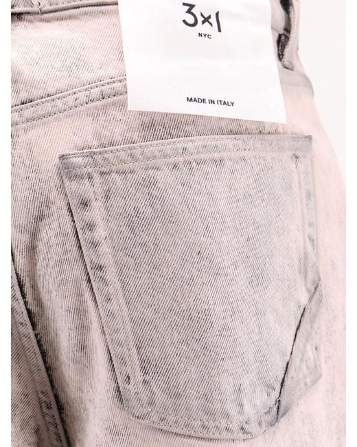 3x1 Pink Denim Jeans With Bleached Pattern