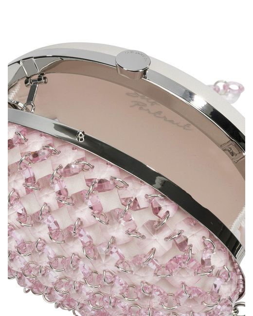 Self-Portrait Pink Clutch With Crystals