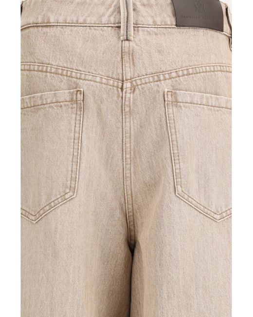 Brunello Cucinelli Natural Barrel-Leg Jeans