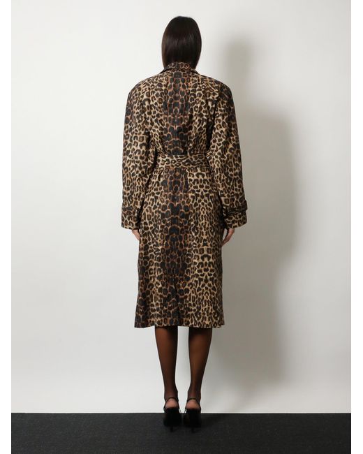 Saint Laurent White Nylon Trench With Animal Print