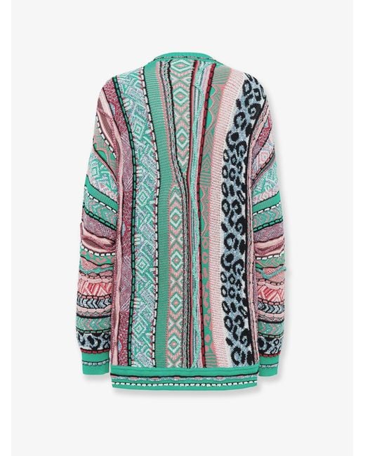 Laneus Green Cardigan Jacquard Cotton