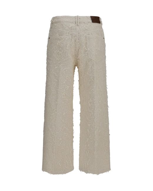 Brunello Cucinelli Gray Square-Leg Dyed Furry Pants With Monili