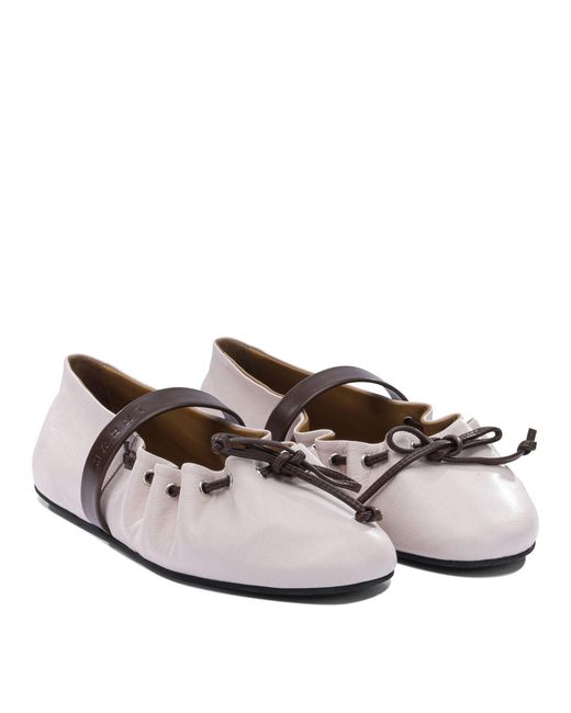 Marni White Mary Jane Leather Ballet Flats