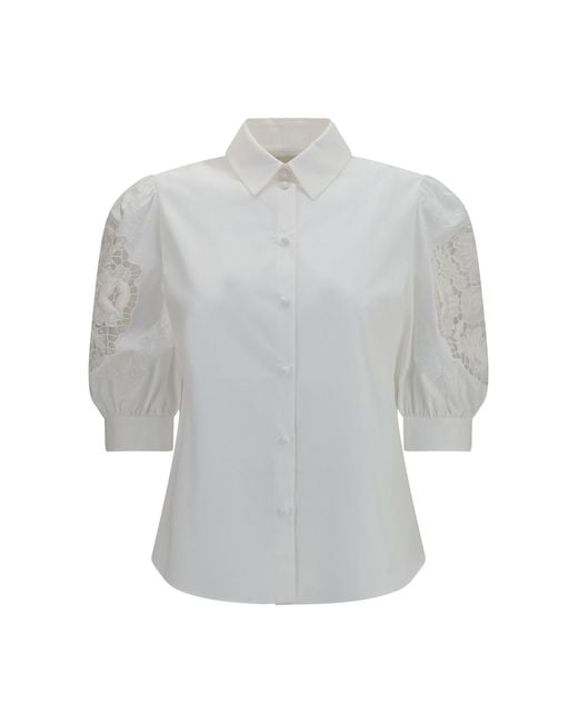 Valentino Gray Shirt With Sangallo Lace Sleeves