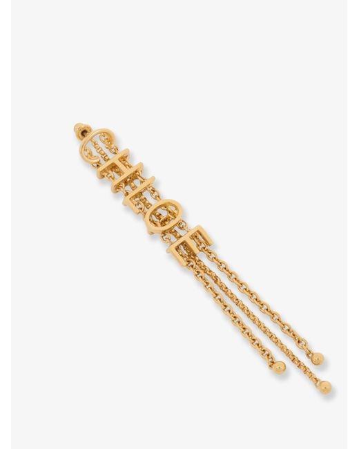 Chloé White Mini Belt Brass Earrings