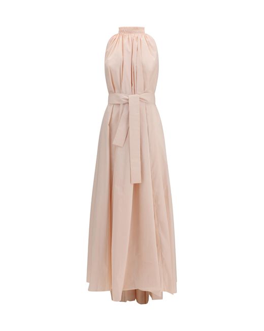 Women's Pink Belted Pleated Dress Light