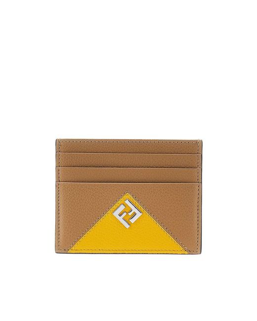 Fendi Orange Lui' Grained Leather Cardholder for men