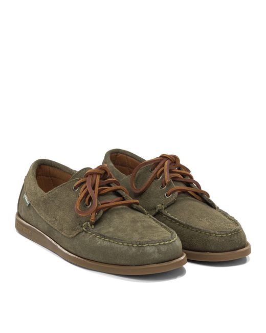 Sebago Brown Askook Leather Rubber Lace-Up Loafers for men