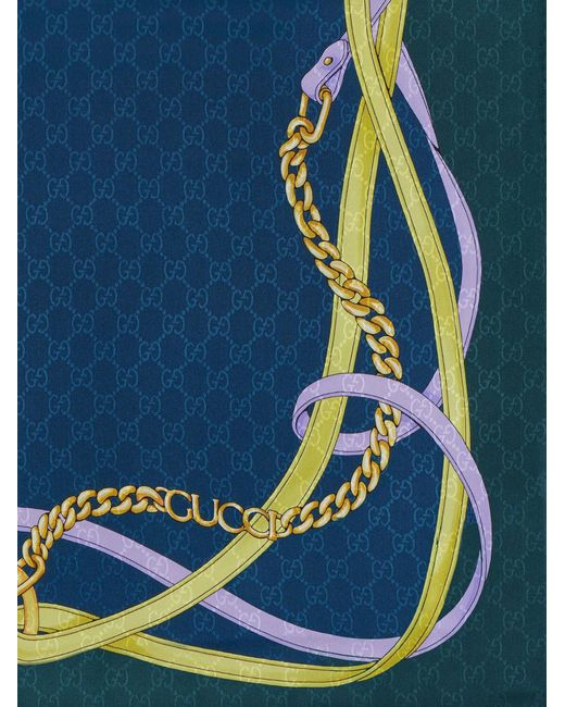 Gucci Blue Silk Foulard
