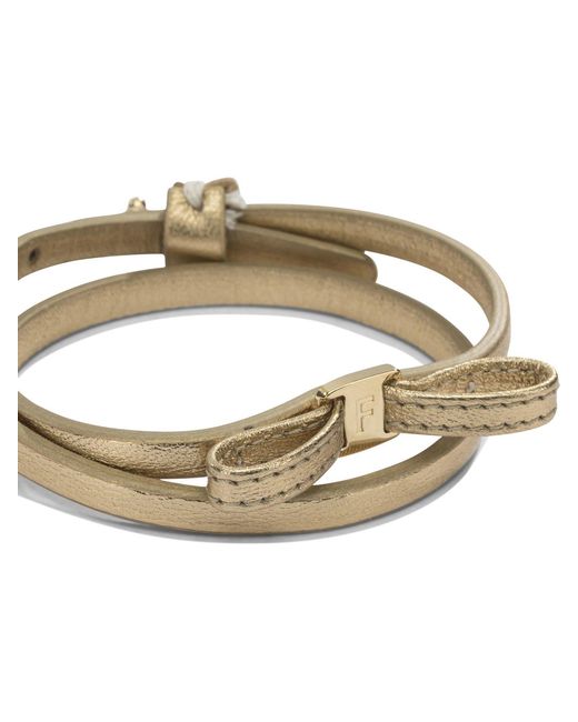 Ferragamo Metallic "Bow" Leather Bracelet