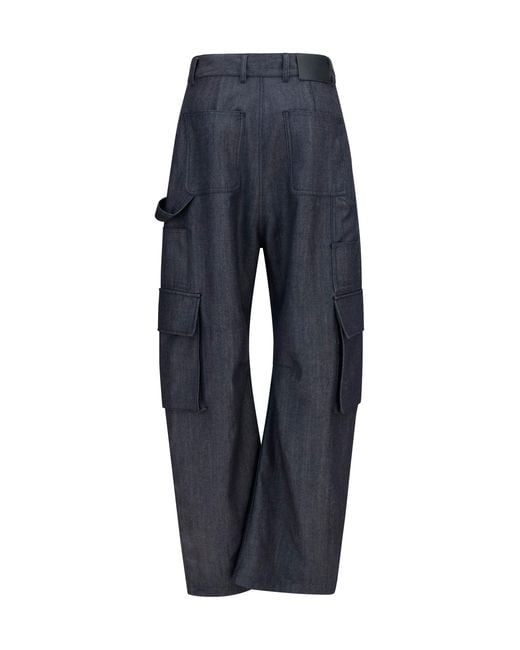 Balenciaga Blue Cargo Pants Denim Print