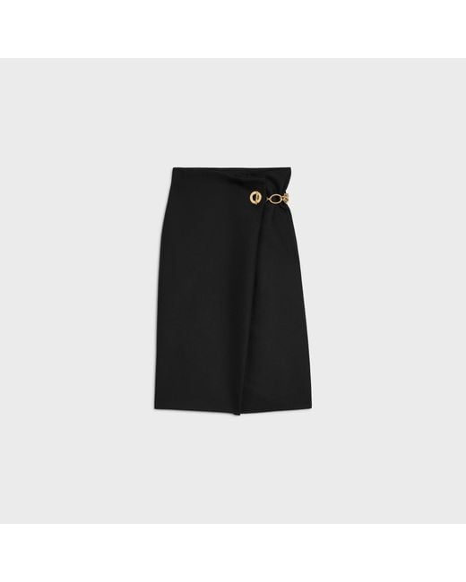 Women's Black Midi Skirt Virgin Wool Mohair