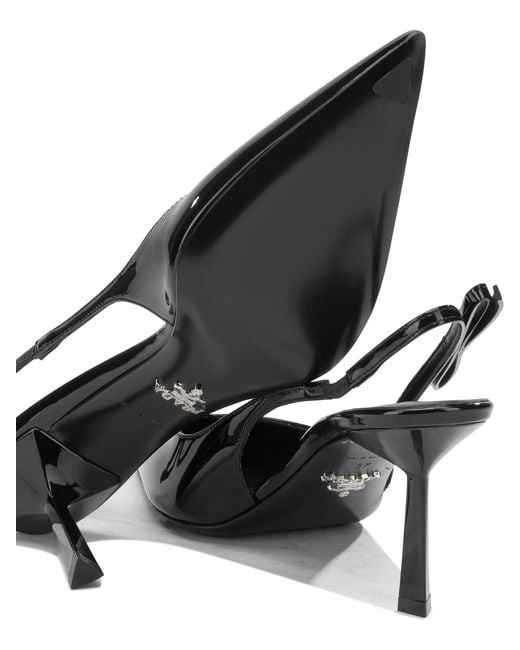 Prada Black Patent Leather Slingback