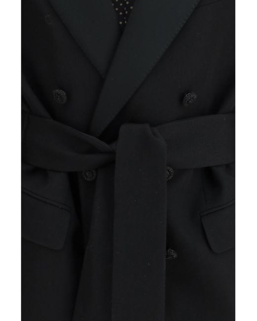 Valentino Black Double-Breasted Virgin Wool Blazer With Belt for men