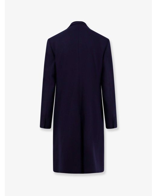 Dior Blue Single-Breasted Virgin Wool Coat for men