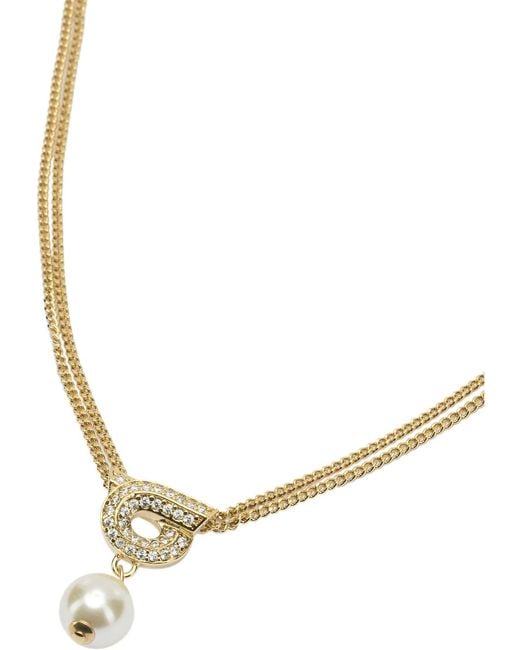 Ferragamo White "Gancini" Necklace With Pearl