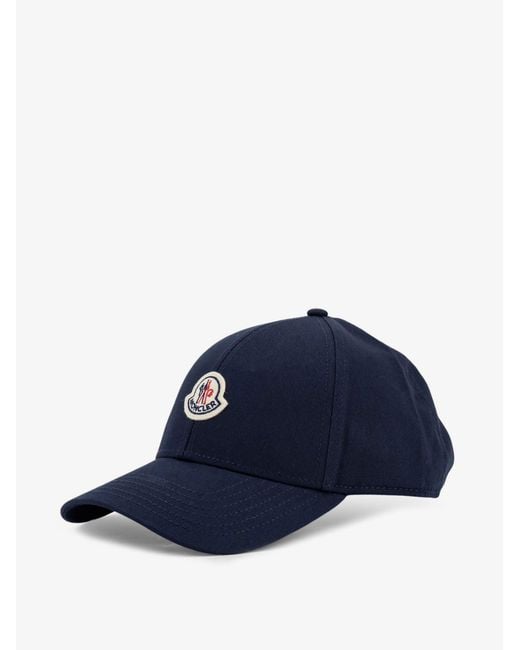 Moncler Blue Cotton Baseball Hat for men