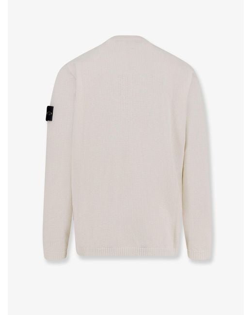 Stone Island White Organic Cotton Sweater for men