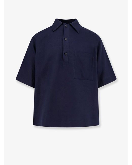 Hevò Blue Shirt Montursi Linen-Blend for men