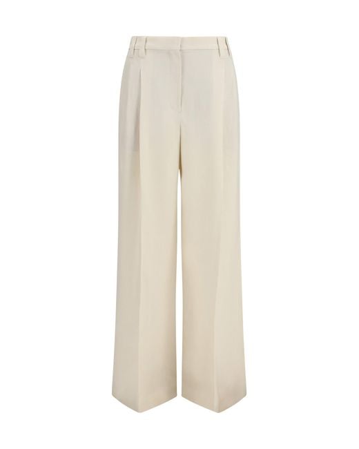 Brunello Cucinelli White Wide Pants