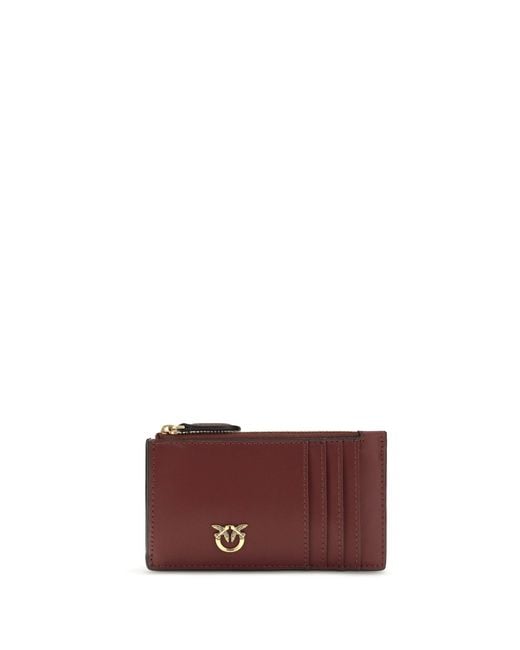 Pinko Purple Airone Leather Cardholder Ribes Intenso