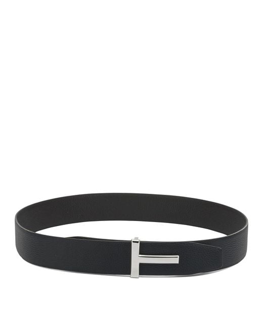 Tom Ford Black Reversible "T Icon" Belt for men