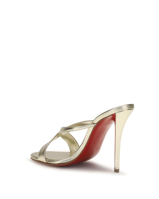 Christian Louboutin White Mule Sandals Mulazee Cross Platinum